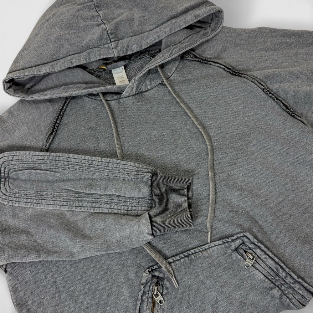 Y2k Diesel Hoodie Men Small Gray Gorpcore Street Emo Skater Vtg Punk Dark Vamp